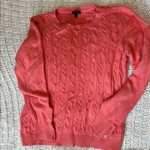 Women's Cable Knit Sweater - Coral.  *Cozy- worn